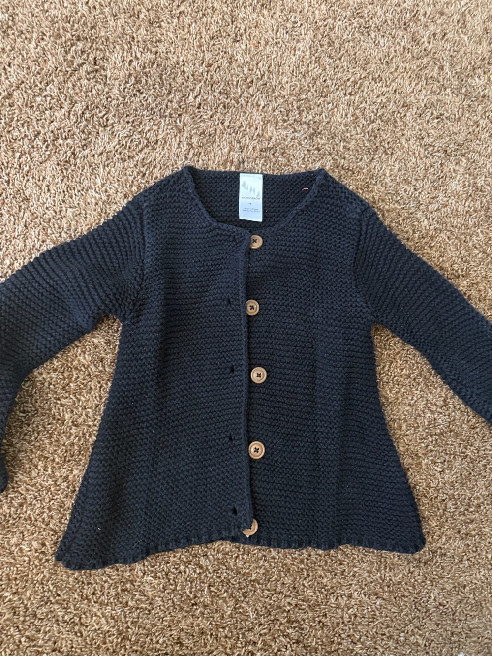 Nordstrom Black Chunky Knit Button-Front Cardigan